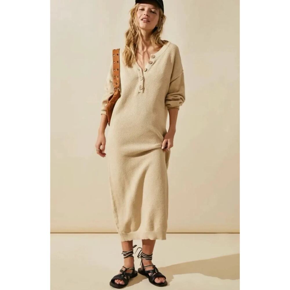 Free People Hailee Cream Sweater Dress Size L